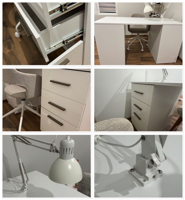 Продавам стилно бяло бюро с вградена лампа