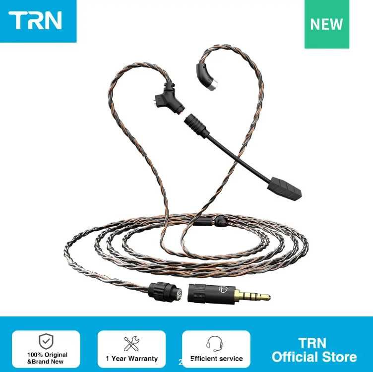Новый кабель TRN RedChain Plus Gramr 3,5 с съемным микрофоном  2 метра