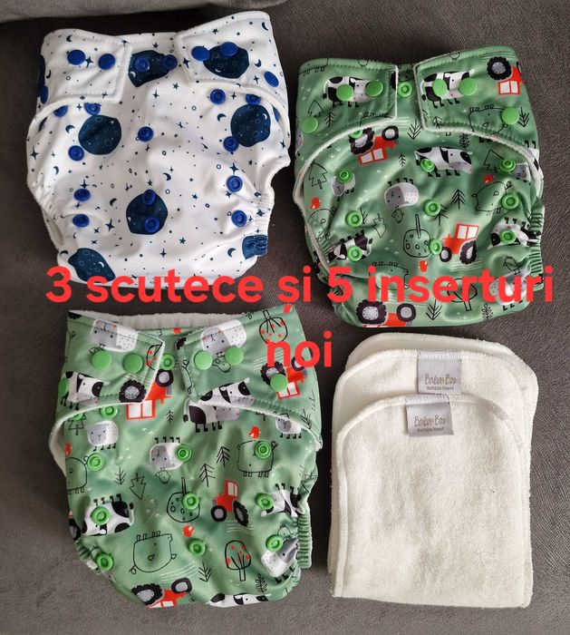 Set 12 scutece textile/refolosibile Baba+Boo și Coccorito noi