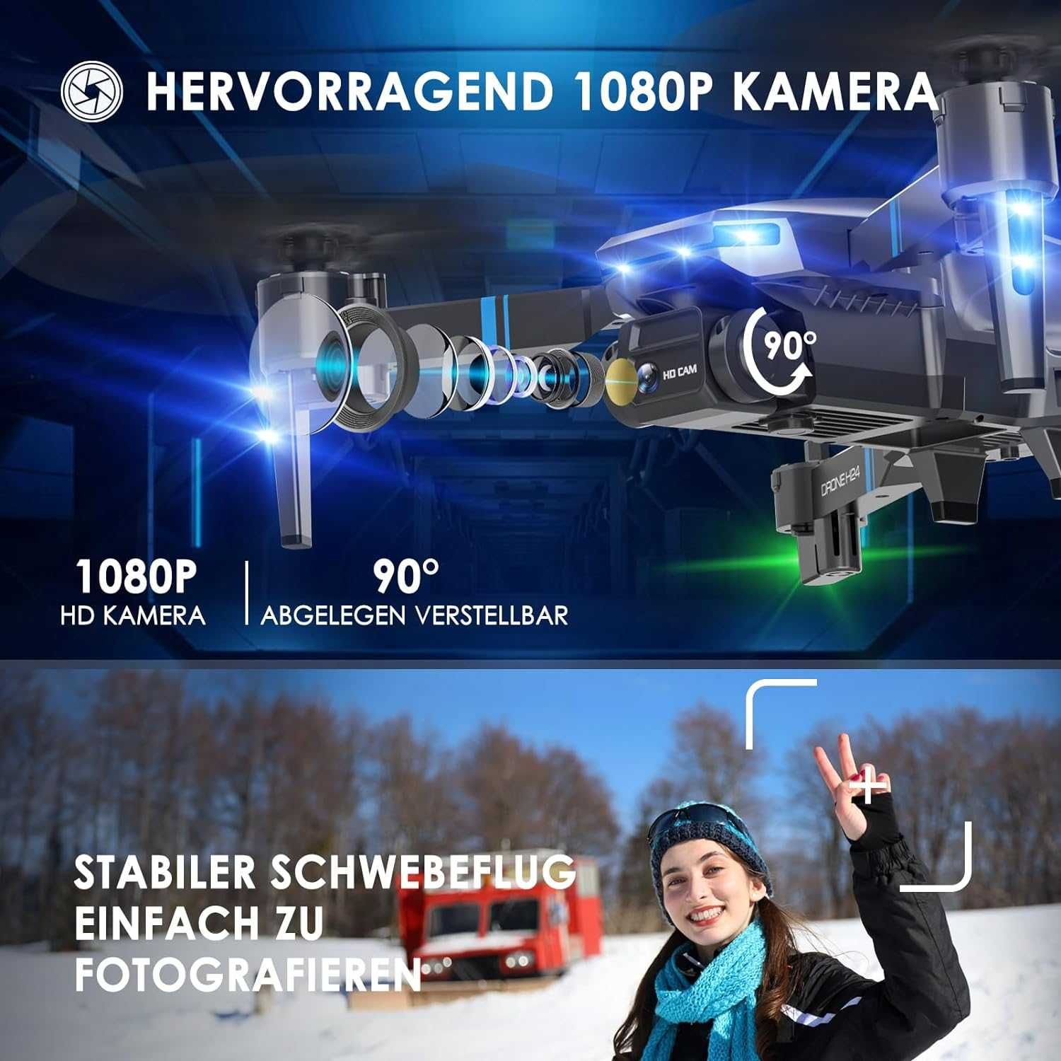 Dronă H24 cu cameră HD 1080P