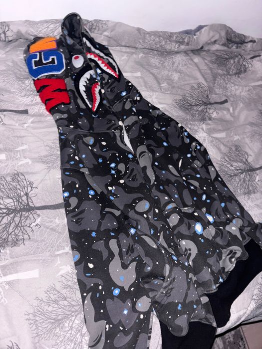 BAPE Glow in the dark Space camo shark full zip hoodie A Bathing Ape