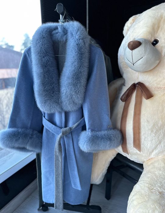 Естествена вълна с естествен косъм лисица синьо палто уникално, ново