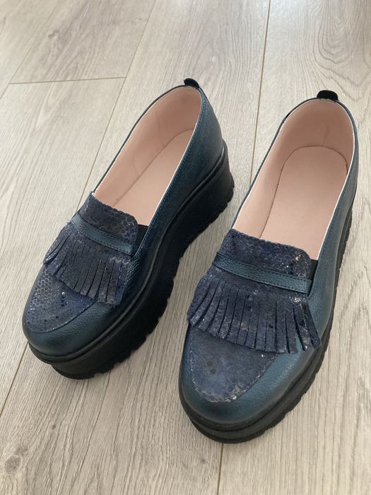 Papuci piele naturala mar 40 navy