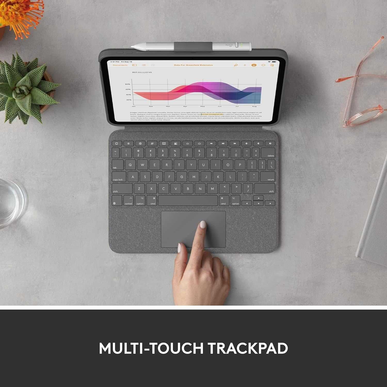 Нов! 2г Гаранция! Logitech Combo Touch iPad 10.9 10.Gen QWERTY - Grey