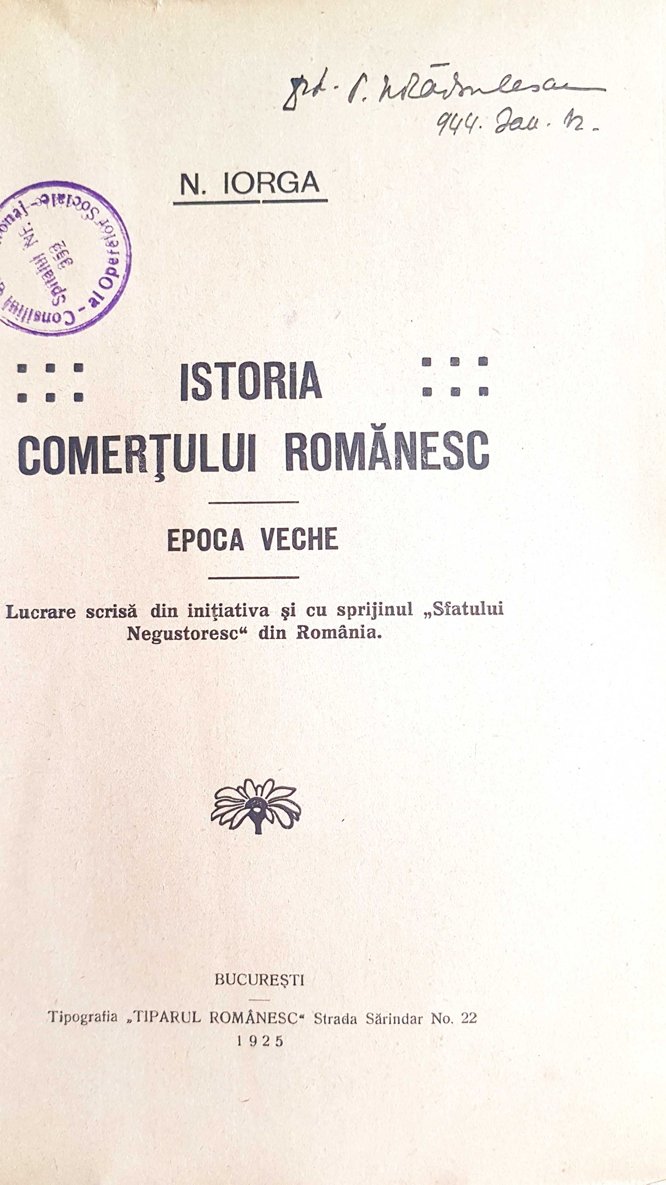 F833-I-N. IORGA-Istoria Comertului Romanesc 1925