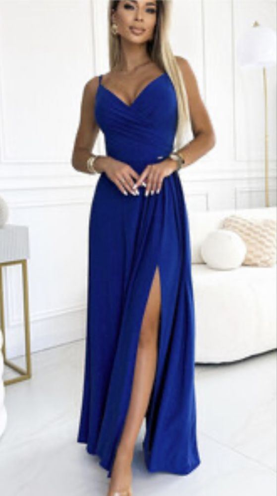 Rochie eleganta lunga nunta/ bal glitter albastra
