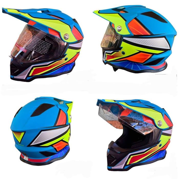 Ендуро каска №3826 YELLOW/BLUE