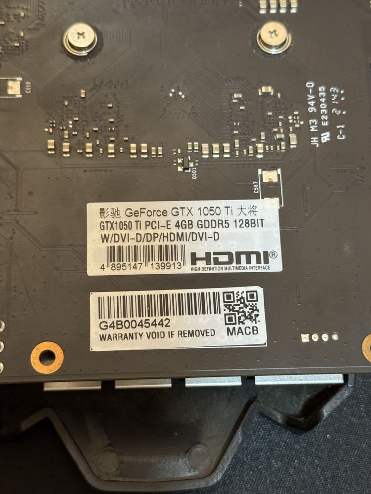 Видеокарта  Nvidia GTX1050Ti