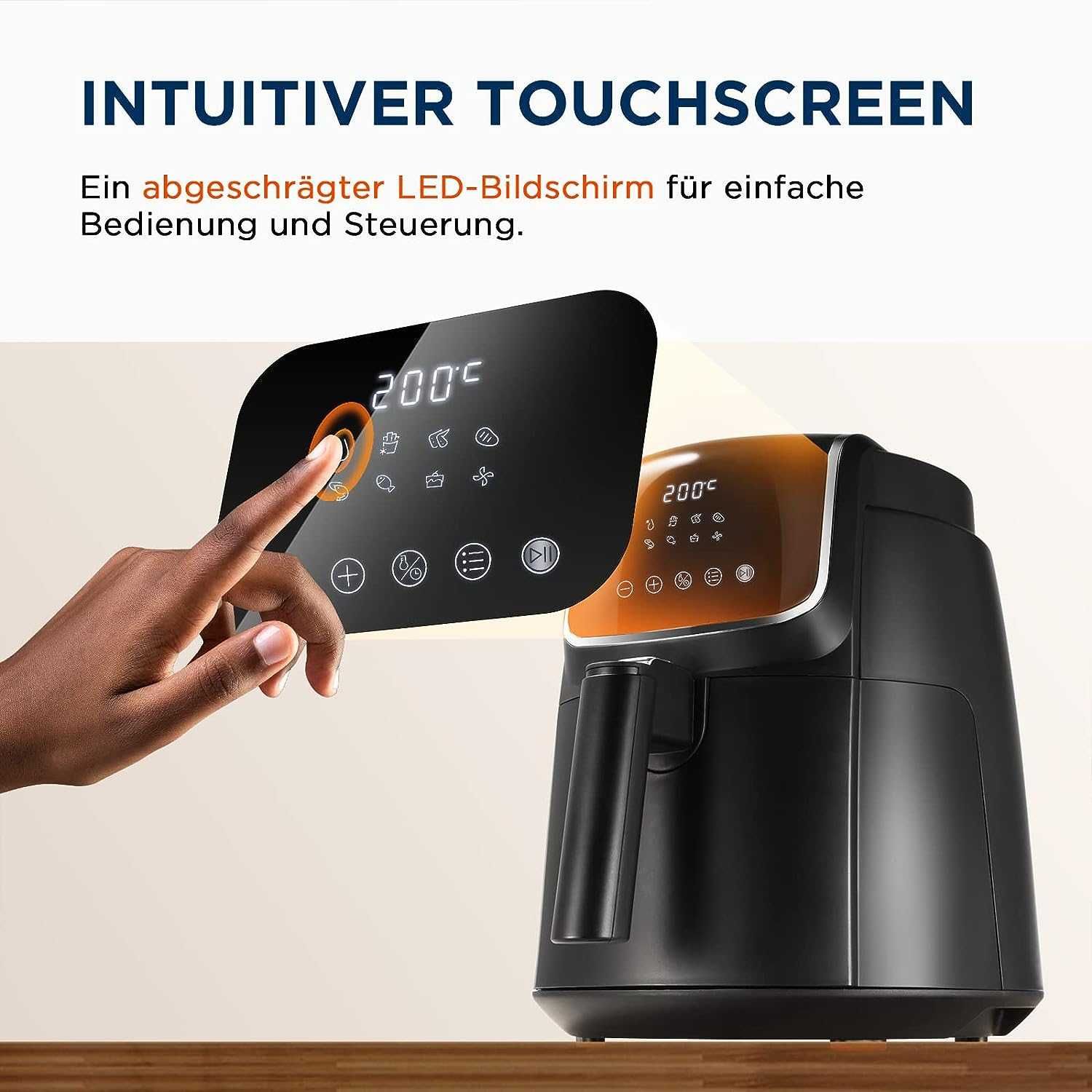 Фритюрник с горещ въздух Midea, 4л., 1500W, 8 програми, НОВО