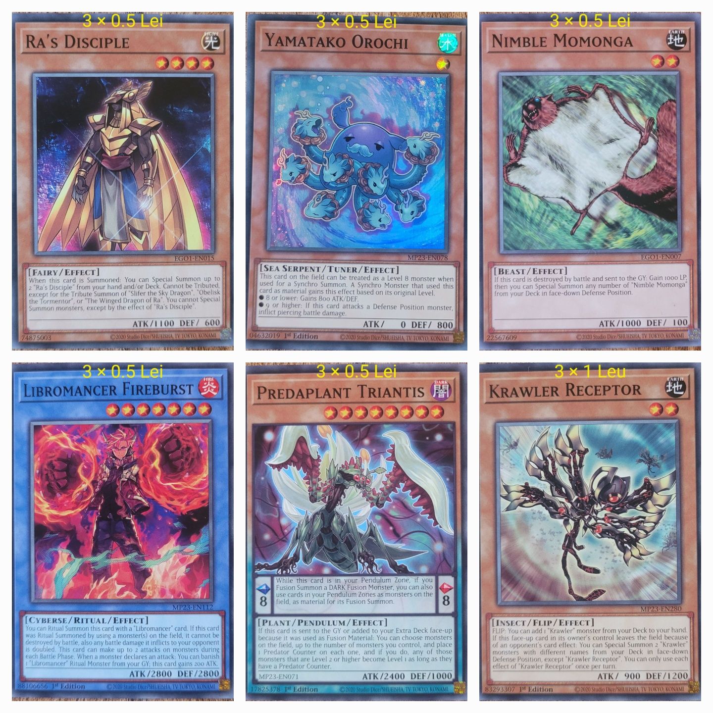 Vând carti yu gi oh Monsters cards