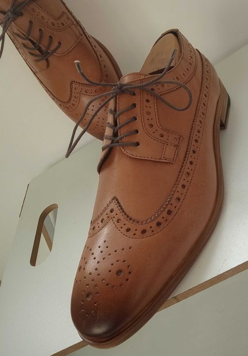 Pantofi derby wingtip premium Topmann 44 piele naturala moale
