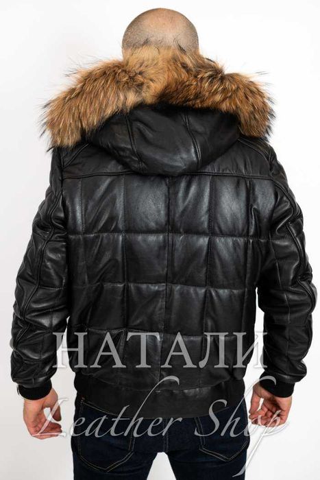 Мъжки кожен зимен бомбър Нико