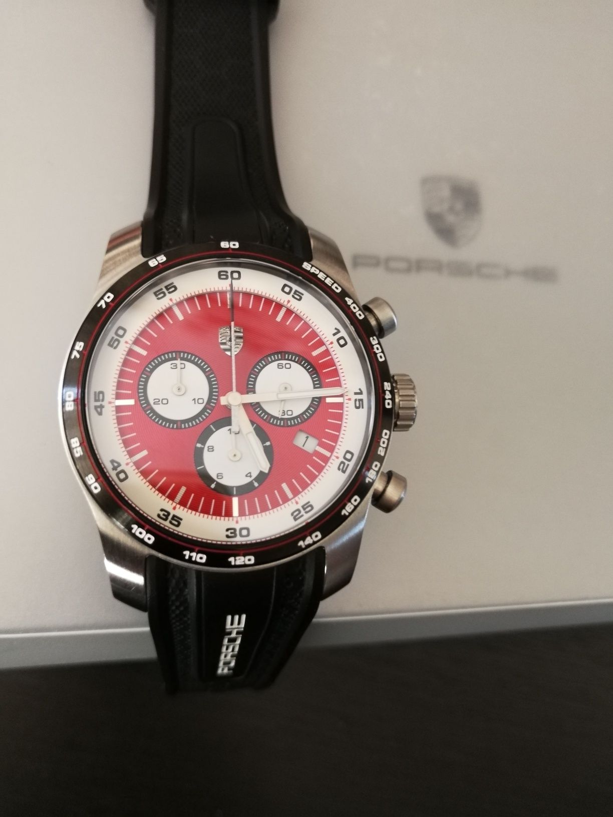 Porsche Sport Chronograph Watch Silver/Black/Red Порше часовник 911