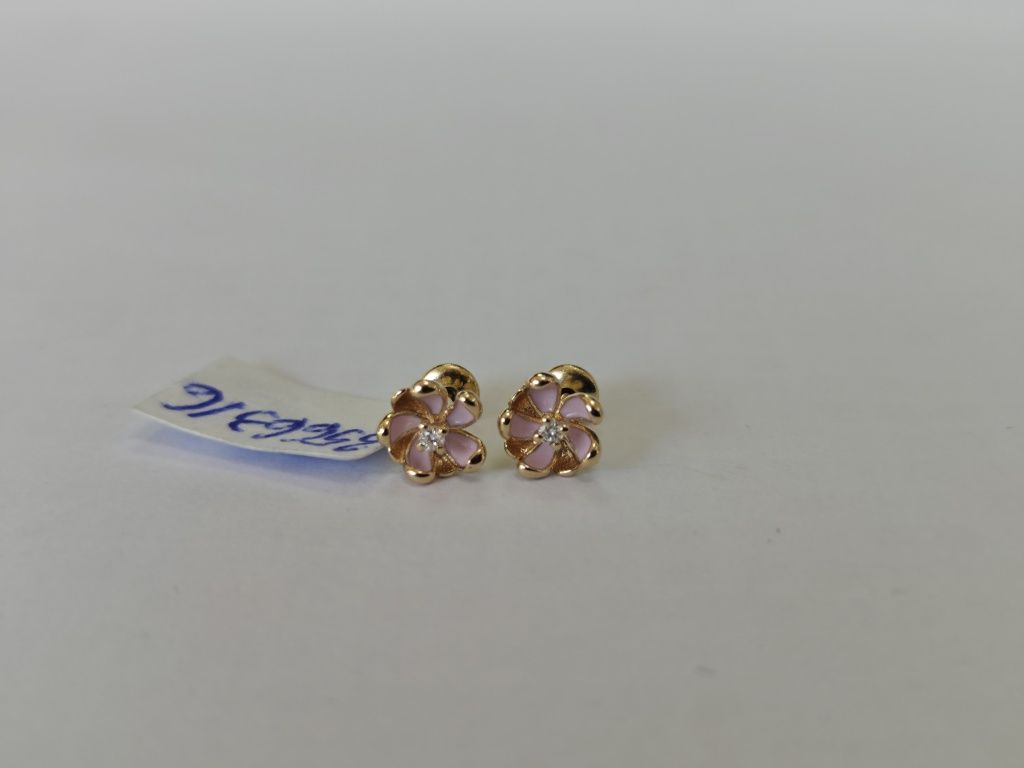 Cercei Teilor aur 14k cu diamante naturale pt copii (r)