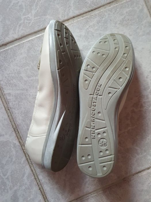 Balerini albi sidefii 38 piele naturala