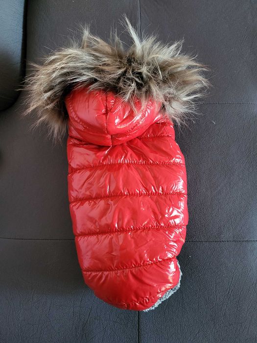 Яке за куче с естествена кожа на качулката