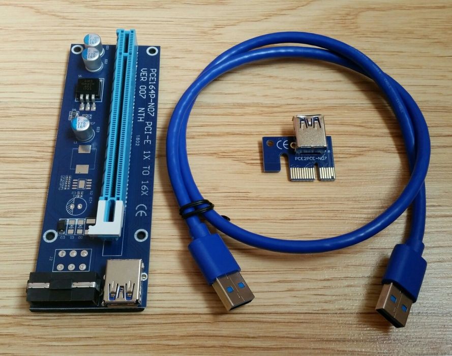 PCI-E PCI E Express 1X to 16X Riser Card + USB 3.0 Extender Cable