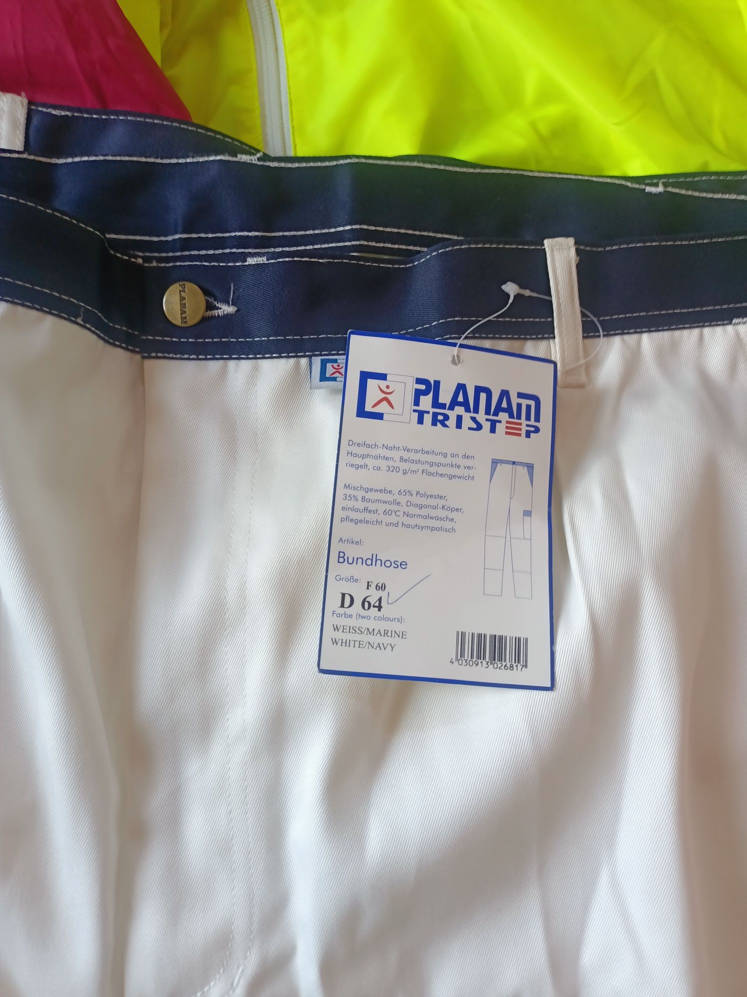 Pantaloni lucru/munca/salopeta albi faiantari zidari"Planam"noi52/64