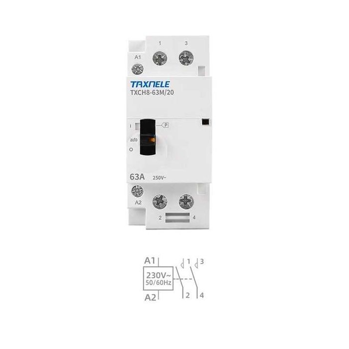 Контактор модулен двуполюсен 63А, 230 VAC, 2xNO, TXCH8-63M/20, 4337