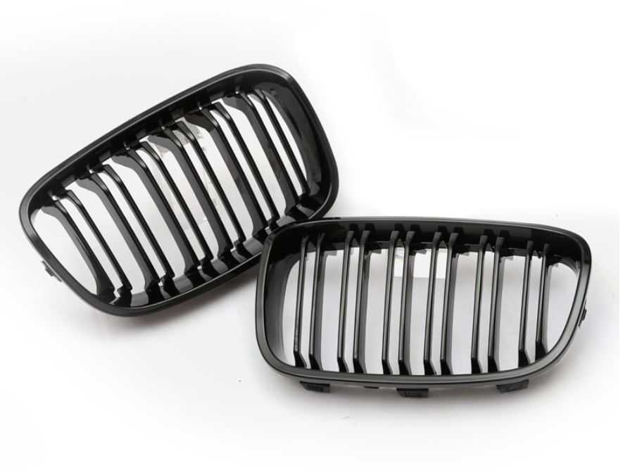 Grile Nari Duble M Design BMW Seria 1 F20 F21 PreLCI Negru Lucios