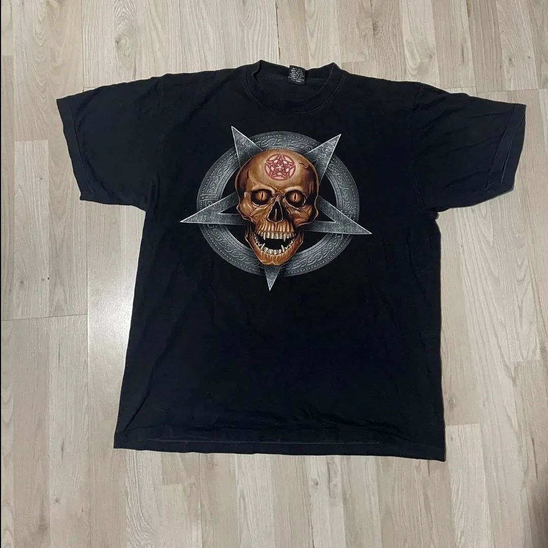 Rock eagle 100%cotton skull tee pentagram