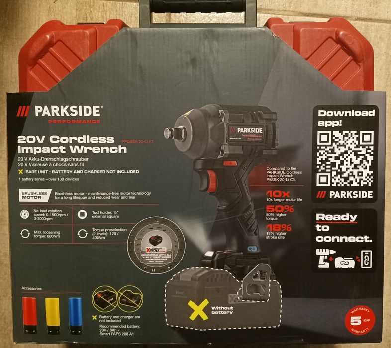 Parkside performance 600Nm pistol roti pe baterie 20V impact percutie