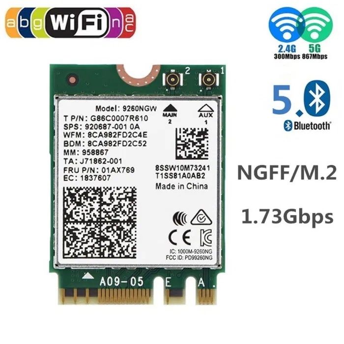 WiFi AC Intel 9260, Dual band, 2x2, 1730 Mbps, M2, BT 5.0, noua