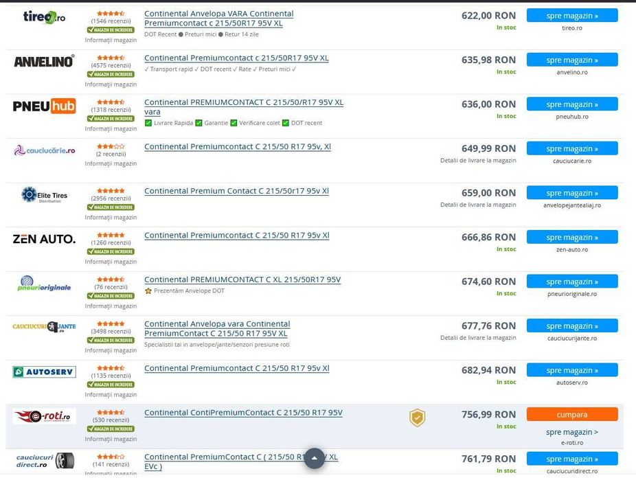 Anvelope Vara Continental Premiumcontact C 215/50R17 95V noi