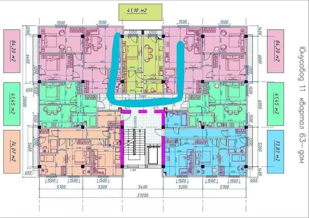 Comfort House 11 квартал 1 комнатная 42м2 коробка, кадастр есть