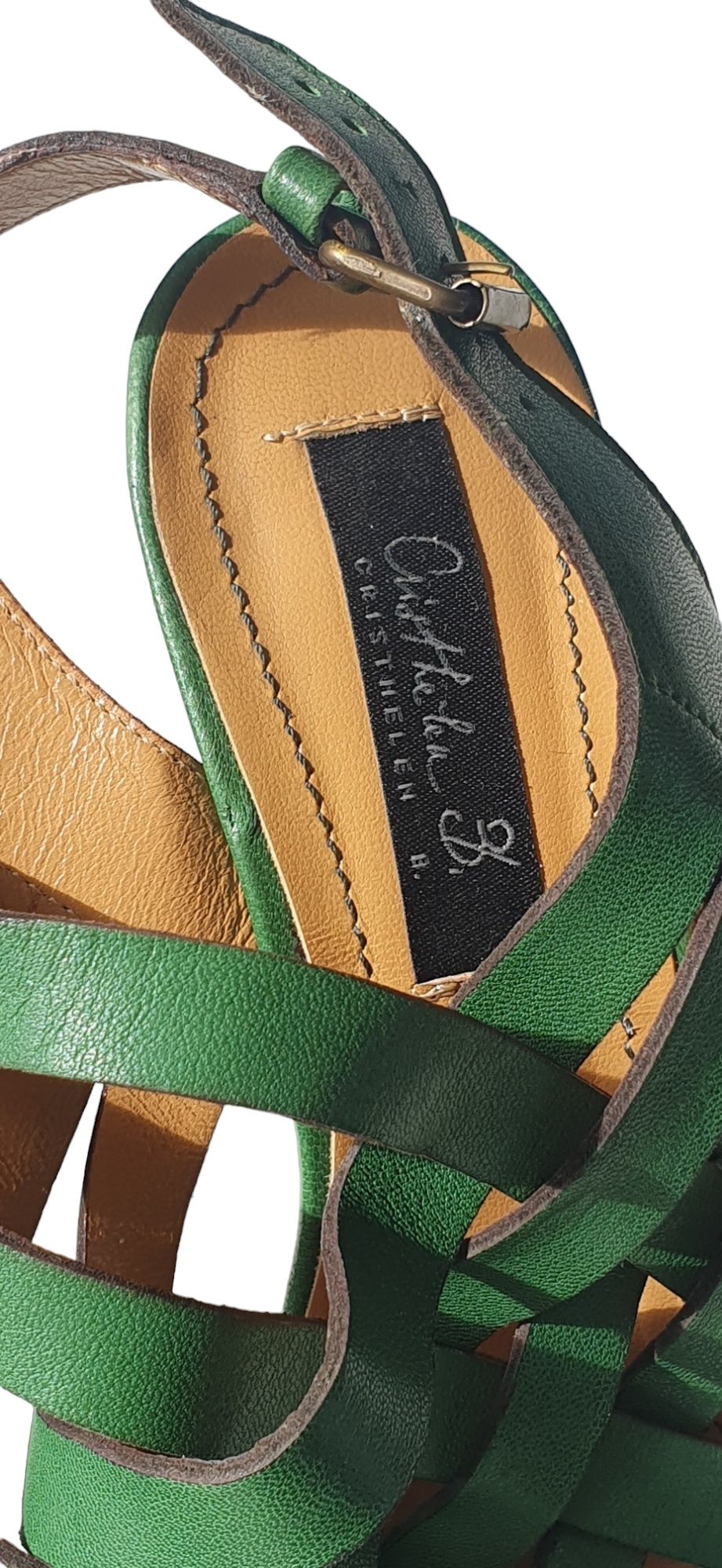 Sandale 38 Musette Cristhelen B, piele, verde