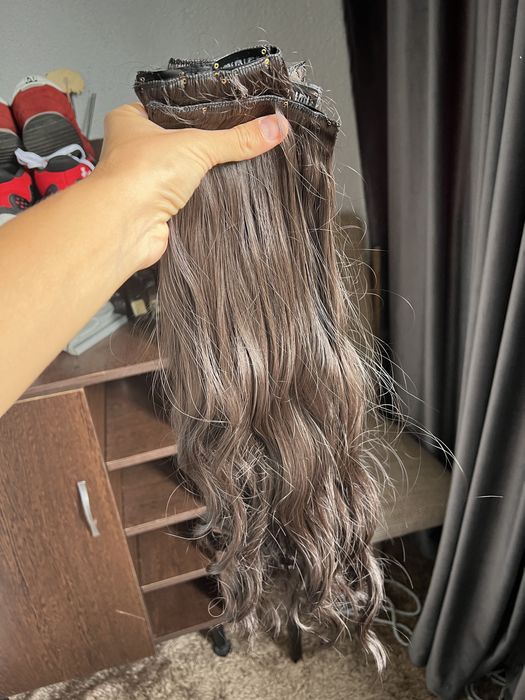 Extensii de par clip on saten inchis, NOI