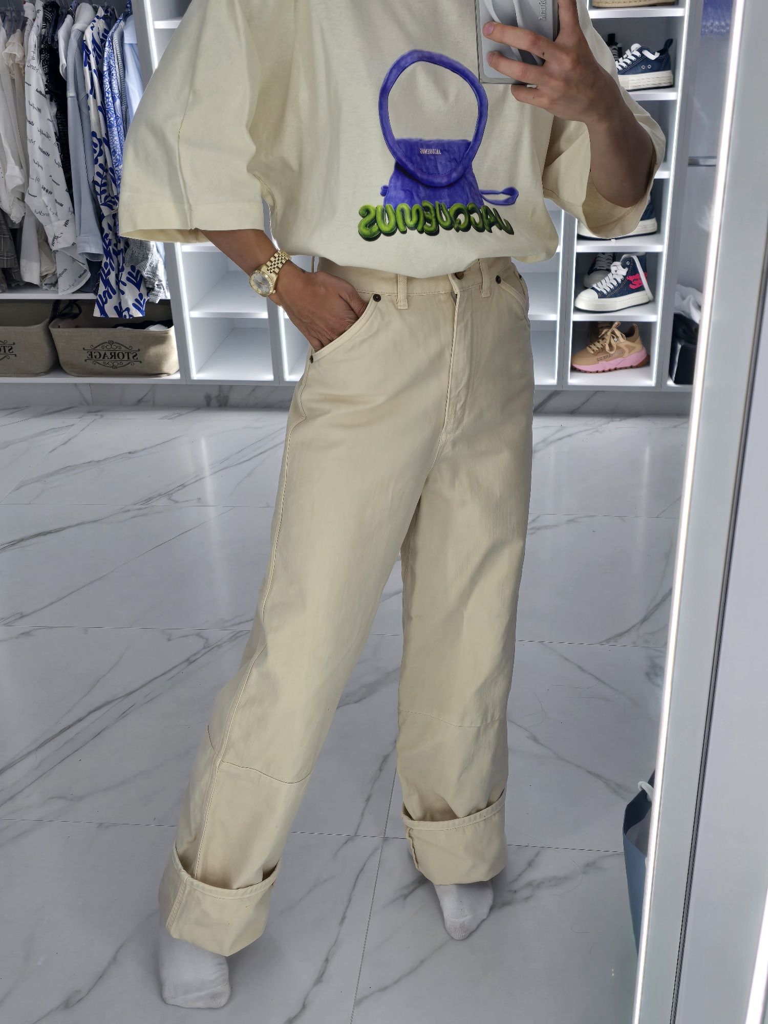 Оригинални дънки и тениска jacquemus