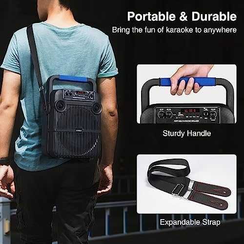 Нова Караоке машина с 2 микрофона Преносим Bluetooth високоговорител