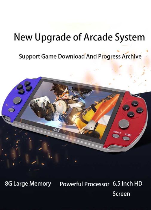 PSP X16 6.5" Игрова тв конзола с 30000+ игри Nintendo Sega ps4 2025г