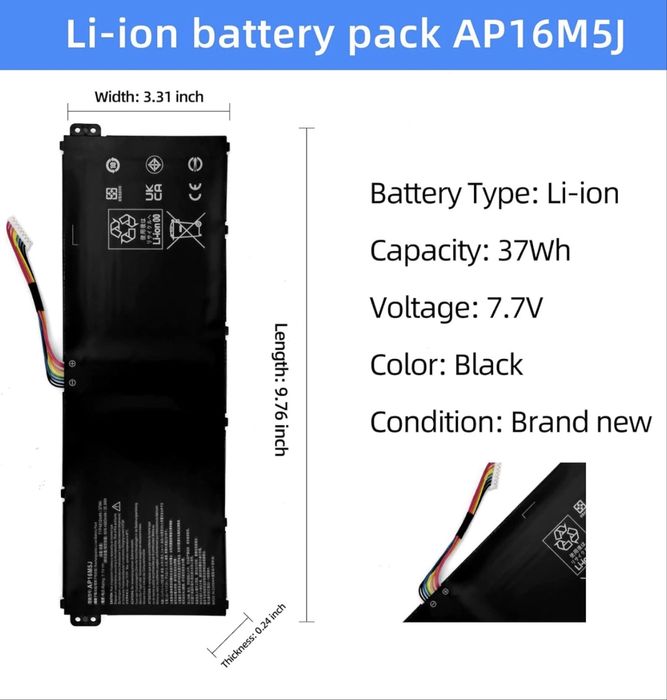 Батерия AP16M5J за лаптоп Acer Asprie 7.7V 5000mAH 39Wh