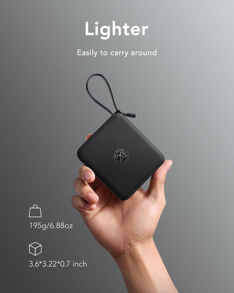 VRURC PowerBank 10000mAh/4 вградени кабела/22.5W бързо зареждане