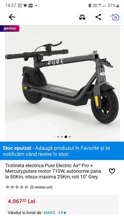 Trotinetă electrică Pure Air 3 pro+ 710W