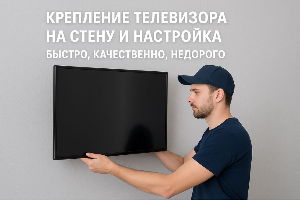 Установка телевизора на стену, настройка смарт тв