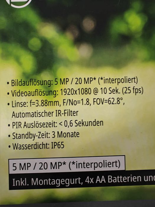 Camera vânătoare BRESSER 5MP sigilat vânat înregistrare audio video