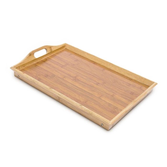 Masuta bambus servire la pat, manere transport, pliabila, 50x30 cm