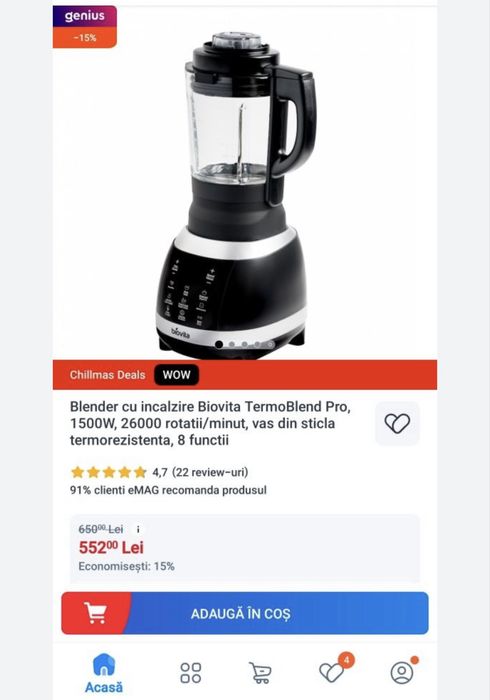Blender Biovita cu incalzire