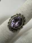 Inel vechi, argint 925 cu ametist si marcasite.