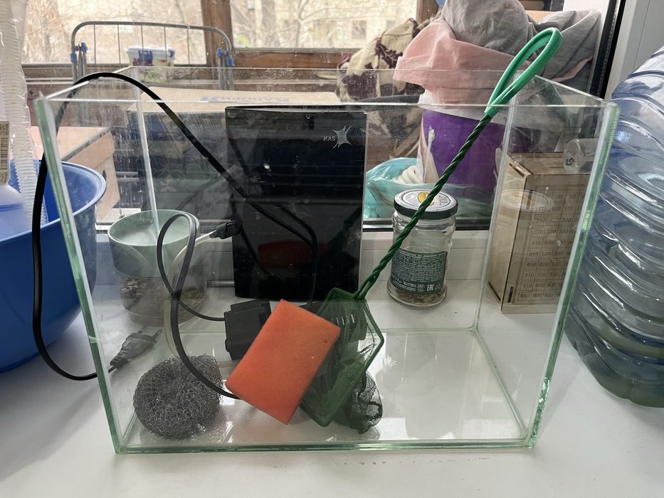 Продам аквариум 10л за 3000 тенге, в подарок сачек