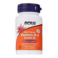 Витамин Д 3, 5000 ед 240 капсул, Now Foods, D3