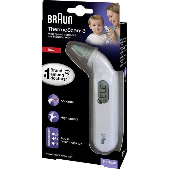Termometru auricular NOU  BRAUN Thermoscan 3 alb-albastru