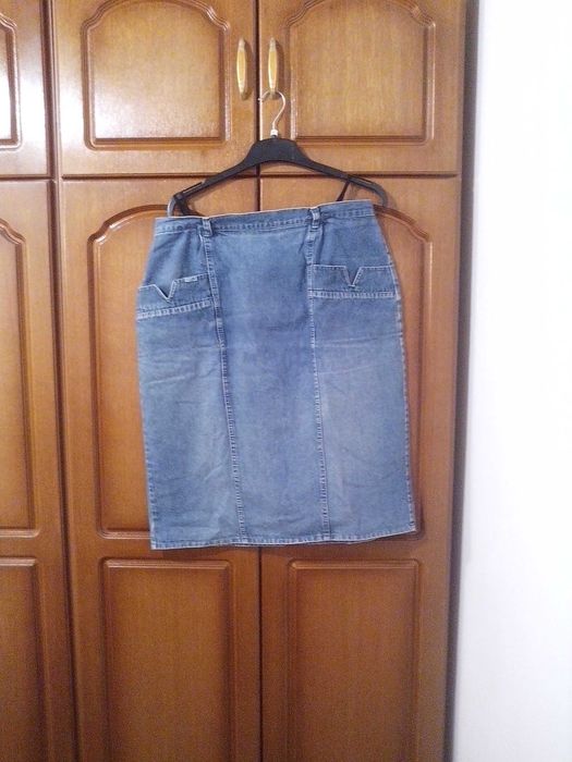 fusta blue denim jeans 48,croi drept,100% bumbac,vintage