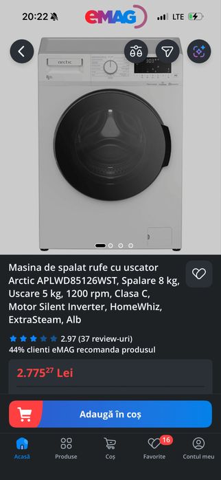 Masina de spalat cu uscator Arctic