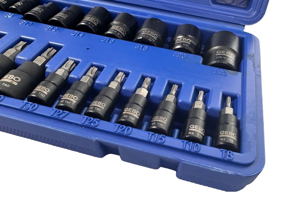 Set chei biti torx t8-t60 tubulare profil e e4-e20 1/4 3/8 1/2 25 pies