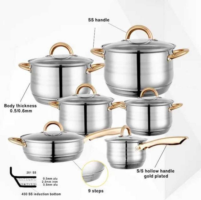 Комплект тенджери и тиган Royalty Line RL-
