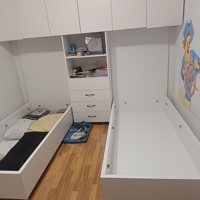 Vand set mobilier camera adolescenti 2 paturi si dulap dressing